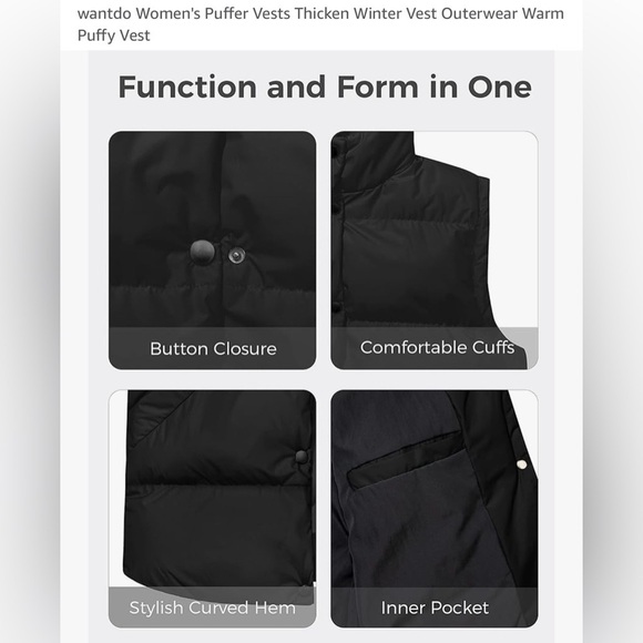 Amazon WantDo Women’s Black Insulated Puffer Vest Small Outdoor Casual Winter - Picture 14 of 16